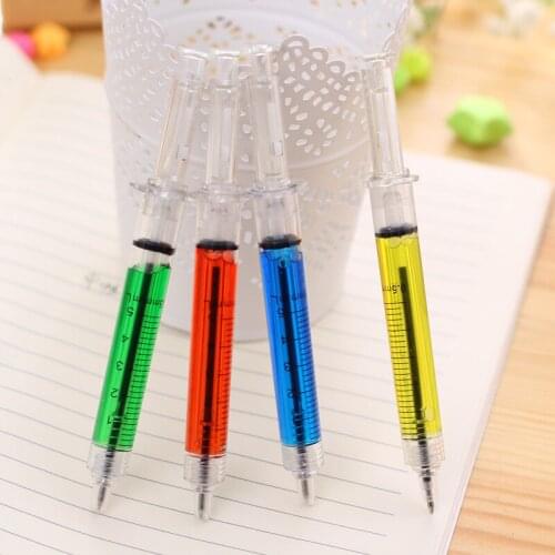 8pcs Amused Syringe Pen Blue Color Ink Ballpoint Pens 0.7mm Stationery Ballpen Novelty Kids Gift Office School Supplies H6219