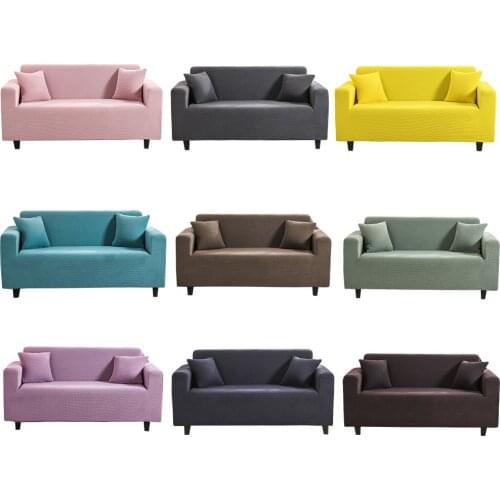 Velvet Solid Color Sofa Cover Elastic Adjustable Couch Covers With Armrest Universal All-inclusive Slipcovers For Living Room