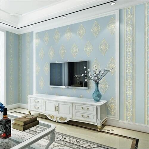 Beibehang European fashion 3D luxury living room non-woven wallpaper AB version embossed bedroom TV background wall wallpaper 3d