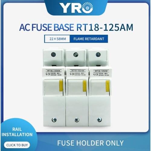 1PC RT18-125 3P 22*58mm PBT Copper Fuse Holder 500V 125A