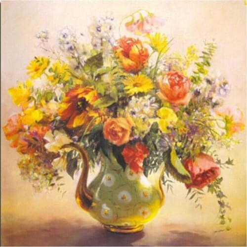 Wealth vase Diy Diamond painting yellow flower Full Diamond embroidery Grandeur 3d square diamond mosaic full cross stitching