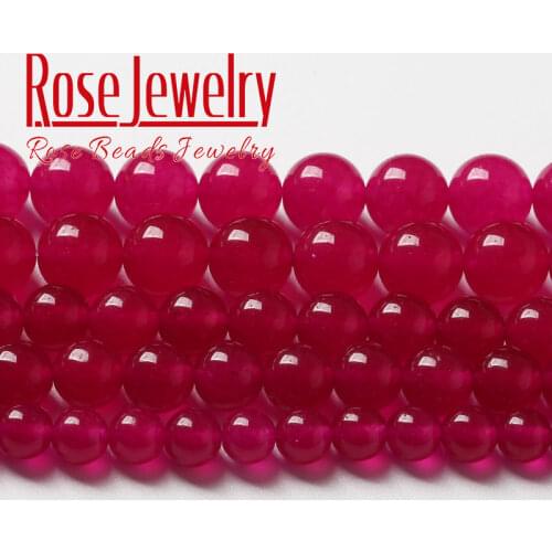 Natural Magenta Jades Chalcedony Beads Round Loose Beads For Jewelry Making DIY Bracelet Necklace Accessories 4 6 8 10 12 mm 15"