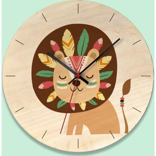 Wooden creative wall clock home cartoon clock living room wall clock