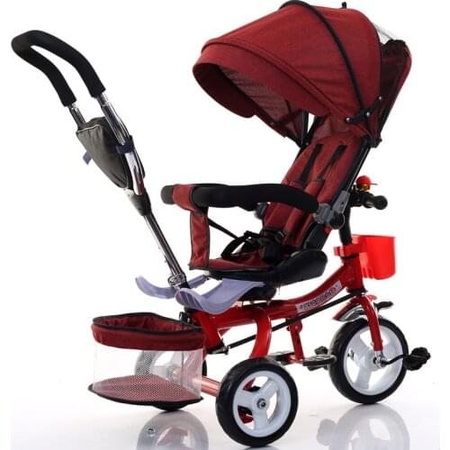 Baby Tricycle Folding Bicycle Three Wheel Baby Bike Stroller Swivel Seat Baby Carriage Pushchair Buggy Pram for Kids Trolley