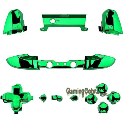 EXtremeRate Chrome Green Direction ABXY Full Set Buttons Replacement Parts for Xbox One S One X Game Controller (Model 1708)