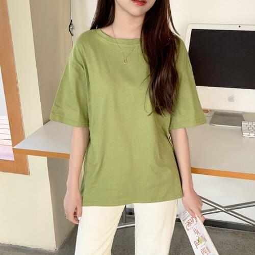 Sweat T-shirts Women Female Tees Top Summer Men Tshirt Drop Shoulder Short Sleeve Cotton Oversize Solid Plain Lady Tops Children