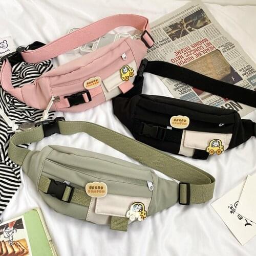 Waist Bags For Women 2021 New Canvas Leisure Solid Color Fanny Pack For Girls Cute Crossbody Chest Bag Belt Waist Packs