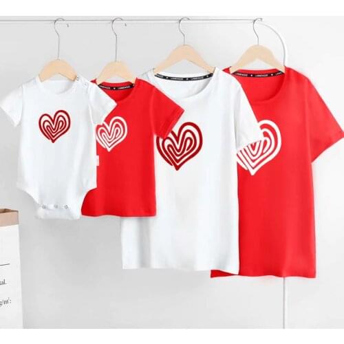 Summer Family Matching Father Mother Daughter Son Clothes Love Print T-shirt Kids Baby Girls Boys Jumpsuit Couples Clothing