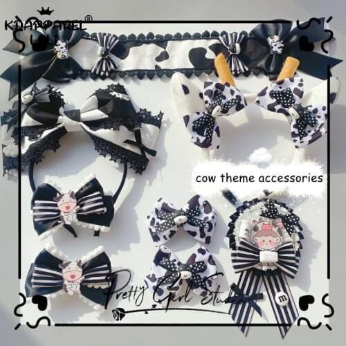 Little Cow Sweet Women Lolita Accessories Headbands KC Side Clips Sweetheart Ribbons Bows Cute Girls Teens Hairbands Party New
