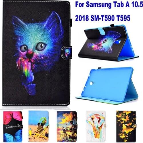 Fashion Pattern Tablet PC Wallet Card Slot Case for Samsung Galaxy Tab A 10.5 2018 SM-T595 Case Stand Flip Cover coque para capa