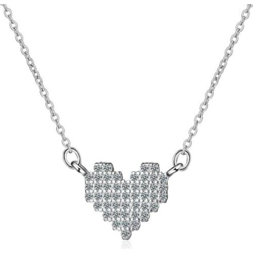 New Temperament Fashion 925 Sterling Silver Jewelry Exquisite Full Of Crystal Lover Heart Shaped Pendant Necklaces H386