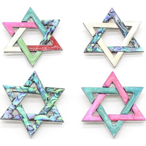 Wholesale Fashion Star Of David Alloy Brooch for Women Designer Party Dress Coat Accessories Jewelry 50x50mm