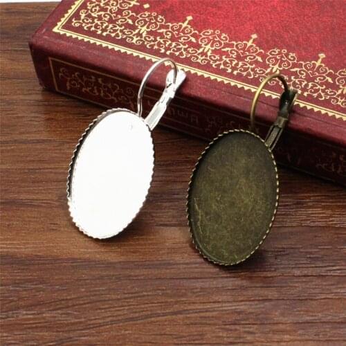 Fit 18x25mm Oval Cabochons Fashion Metal Blank Setting Bezel Base Cabochon Earring Base For DIY Earring 20pcs/lot K02484