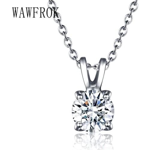 WAWFROK Womens Choker Necklace women Stainless steel Necklaces & Pendants Round CZ Pendant Link Chain bijoux femme Jewelry