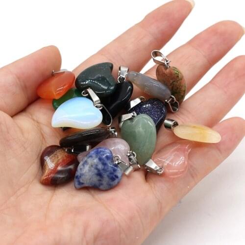 Natural Stone Pendant Heart Shape Stones Exquisite Charm For Jewelry Making DIY Necklace Bracelet Accessories Size 16x20mm