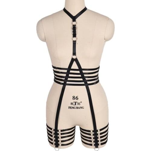 Punk Women Harness Body Garters From Waist To Thigh Restraint Belt Suspenders Sexy Chest Cage Bra BDSM Erotic Lingerie Straps