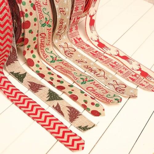 Christmas Linen Ribbons Wave Dot Christmas Tree Decorations Ornaments Christmas Decor for Home DIY Sewing Fabric Kerst Decoratie