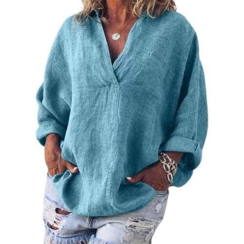 Summer Female Shirt Cotton Linen Women Brief Breathable Comfy Solid Color Long Sleeve Loose Casual Shirts Blouse Camicia Uomo