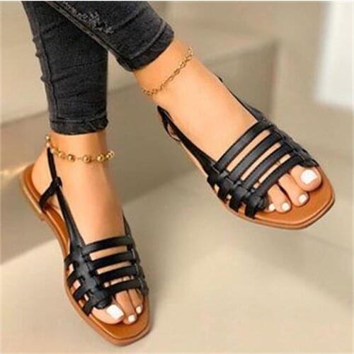Women Sandals Woman Gladiator Open Toe Casual Beach Shoes Female Hollow Out Flats Womens Outdoor Summer Footwear Plus Size