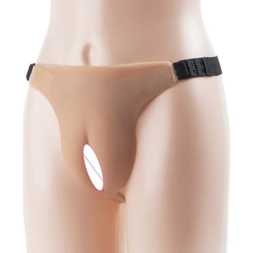 Silicone T-back Women Panty Camel toe Female Fake Vagina Women Underwear Crossdress Cosplay fake breast costume Transgender
