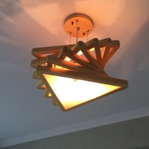 Modern Art Wooden Pendant Lights cord Hanging Wood Acrylic E27 bulb Lamps Dinning Room Restaurant Retro Fixtures Luminaire