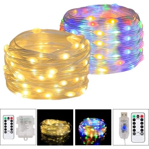 10M LED String Lights Leather Wire Light Fairy Night Light for Christmas Garland Room Bedroom Indoor Wedding New Year Decor Lamp