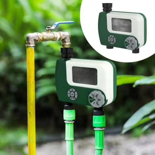 Garden Irrigation Control Timer Dual 2-outlet Watering Timer Digital Timer Water Faucet Hose Timer for Home Garden