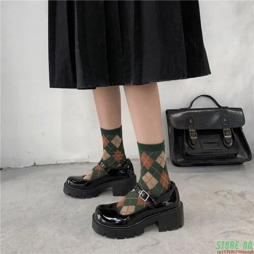 Patent Leather Shoes Spring Autumn Mary Jane Shoes Womens Buckle Strap High Heels Retro Platform Lolita Shoes Woman