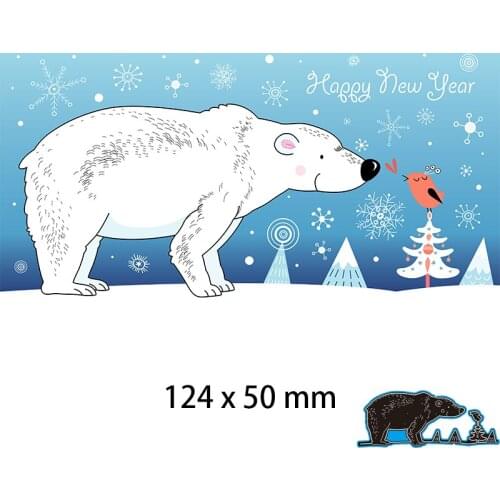 Cutting Dies Cartoon Snow Leopard Stencil Craft for Scrapbook Stamps Dies Embossing Paper Gift Card 124*50mm
