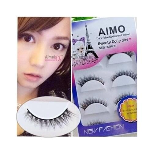 High-end sharpen false eyelash 5pairs/box natural thick cross brief paragraph hard terrier folds in double makeup eyelashes