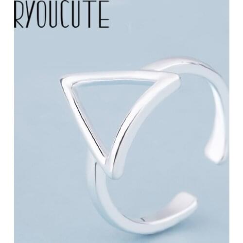 Bohemian Vintage Silver Color Triangle Rings for Women Fashion Statement Jewelry Adjustable Finger Ring Girls Gifts