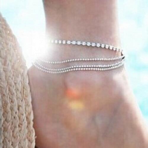 1pc Multi-layer Sexy Crystal Ankle Anklets Summer Bracelet Charm Anklets Beach Foot Wedding Gifts Cheap Marketing Women Sandals