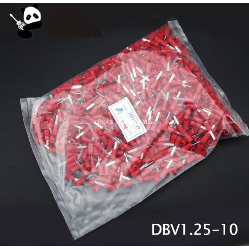 1000pcs DBV1.25-(10 14 18) Pre-Insulating Blade Terminal Cold-Pressing Chip-Shaped Plug Chip Bare End