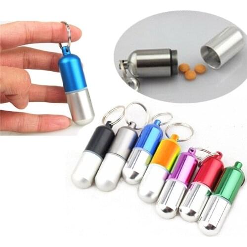 1000Pcs/Lot Waterproof Keychain Aluminum Pill Medicine Storage Box Bottle Case Container