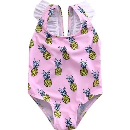 2019 Hot sale Toddler Baby Girls Clothes Bathing Suit Swimsuit summer pineapple sleeveless o-neck backless pink bodysuit 0-4Y