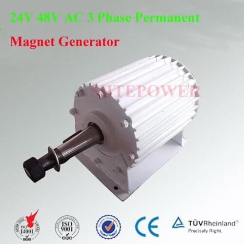 3 Phase Permanent Magnet AC 24V 48V Generator 1000W 1KW for Vertical or Horizontal wind turbines 93% efficiency