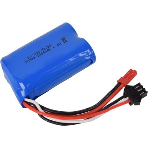 6.4v 1000mah 15C 18500 Li-ion Battery For RC Car toys battery JST-2P free shipping