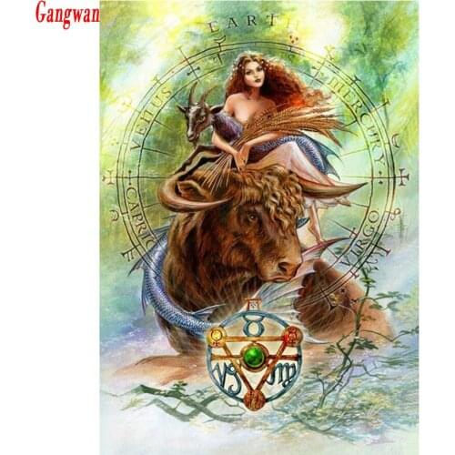 Diamond painting12 Zodiac Constellation cross stitch diamond embroidery full rhinestone picture Aries Taurus girl mosaic decor