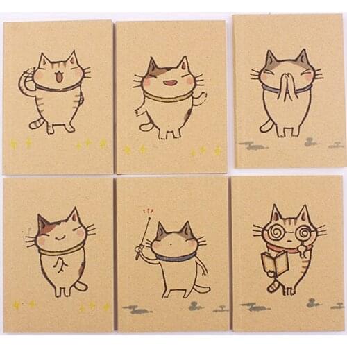 1PC Kraft cute Hand-drawn Cat Notebooks 40 Pages School Stationery Notes Office notepad Craft Supplies Kids Gift (ss-1713)