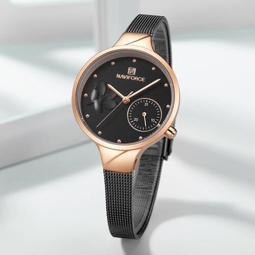NAVIFORCE Brand Luxury Elegant Date Ladies Wactehs Stainless Steel Strap Women Watch Female Quartz Wristwatch relogio feminino