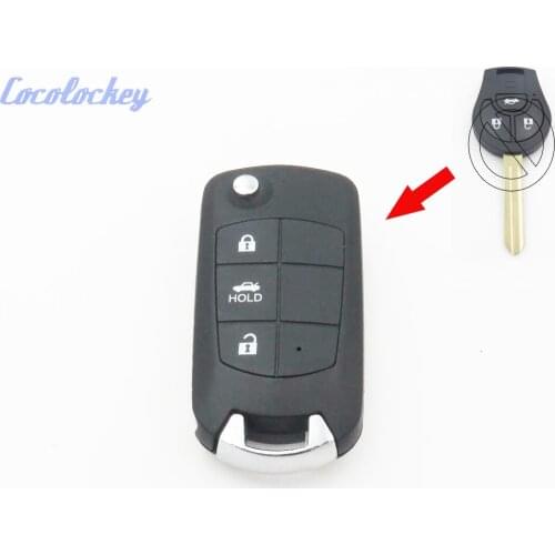 Cocolockey New Modified Flip 3Button Remote Key Shell Fob Cover Fit for NISSAN TIIDA LIVINA MARCH Folding Key 3 Buttons