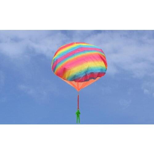 Childrens Rainbow Parachute Toys Recyclable Outdoor Flying Toys Children Pretend Parent-child Interaction Outdoor Fun Toys