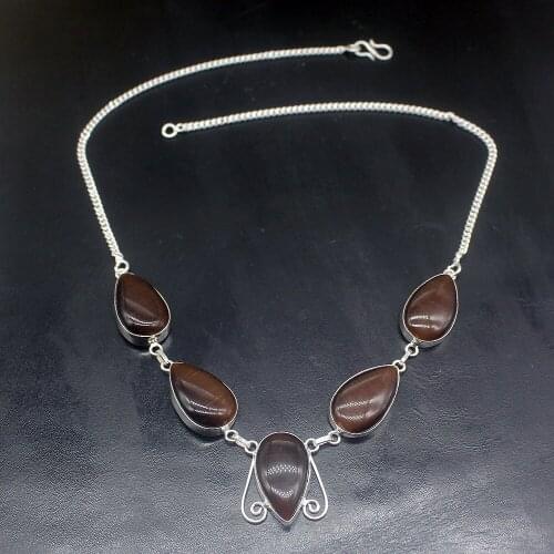 Gemstonefactory Jewelry Big Promotion 925 Silver Natural Gorgeous Tigers Eye Ladies Women Chain Necklace 50cm 202101709