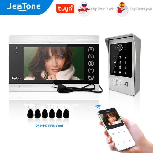 Jeatone 960P Tuya WiFi IP Video Door Phone Video Intercom Code Keypad/RFID Card/APP Unlock Motion Detection Access Control kits