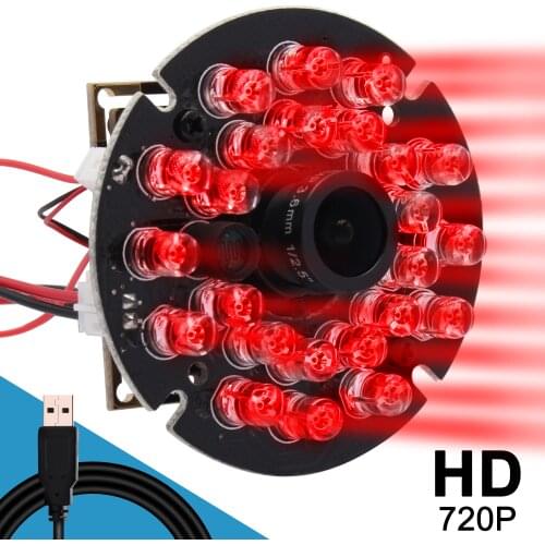 ELP 2.1mm Wide Angle IR LED Infrared Day Night Raspberry Pi 720P Microphone PC Web USB Security Camera