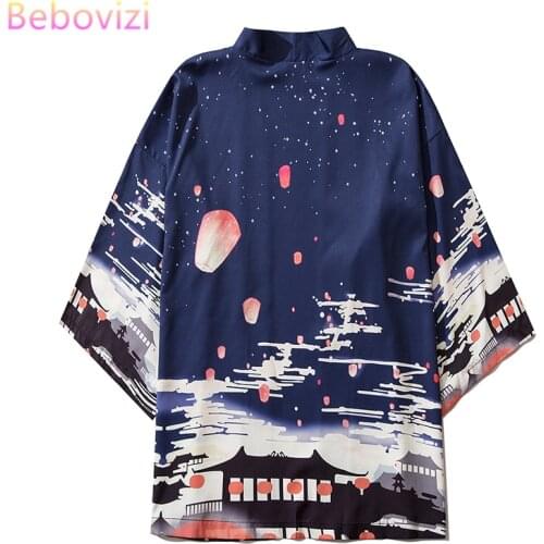 M-XXL Loose Kimono Samurai Cosplay for Mens Japanese Streetwear Robe Summer Japan Cardigan Blouse Tops Yukata Haori Clothes