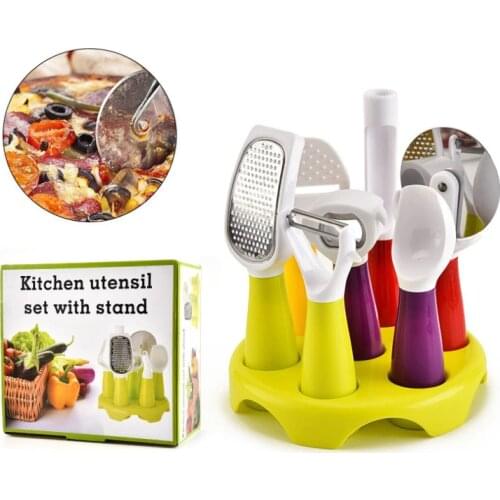 Kitchen gadgets 8-piece plastic kitchenware set pizza knife pizza shovel color box set