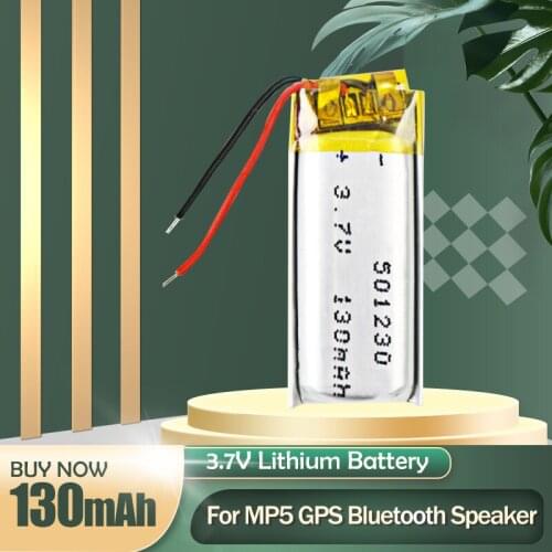 501230 051230 3.7V 130mAh Lithium Polymer Li-Po Rechargeable Battery For MP3 MP4 GPS Bluetooth Headset Speaker Smart Bracelet