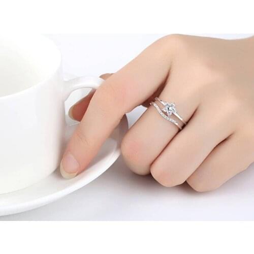 Dovolov Open Ring Gifts Fashion 2019 New Trendy star Individual Design Irregular Shape Cubic Zircon Finger Jewelry Zircon