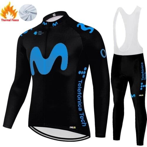 Movistar Winter Thermal Fleece Mallots Ciclismo Hombre Koszulka Rowerowa Meska Maillot Ciclismo Hombre 자전거의류 Fietskleding Heren